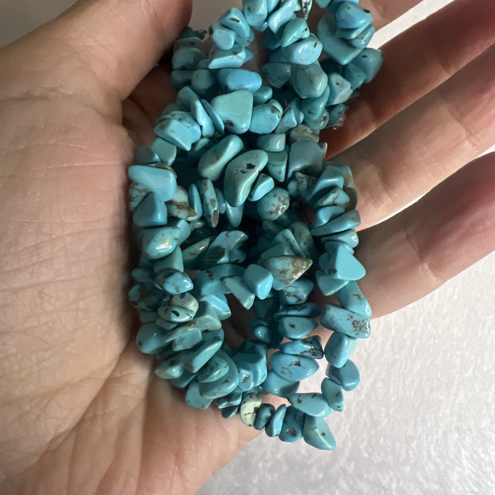 Teal Stone Chip Fashion Jewelry Endless Infinity Necklace 35" Long Beachy Boho - Picture 5 of 5